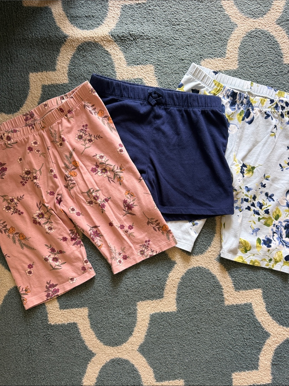 The Children's Place Navy, Pink Floral & Blue Floral Cotton Stretch Shorts Trio
